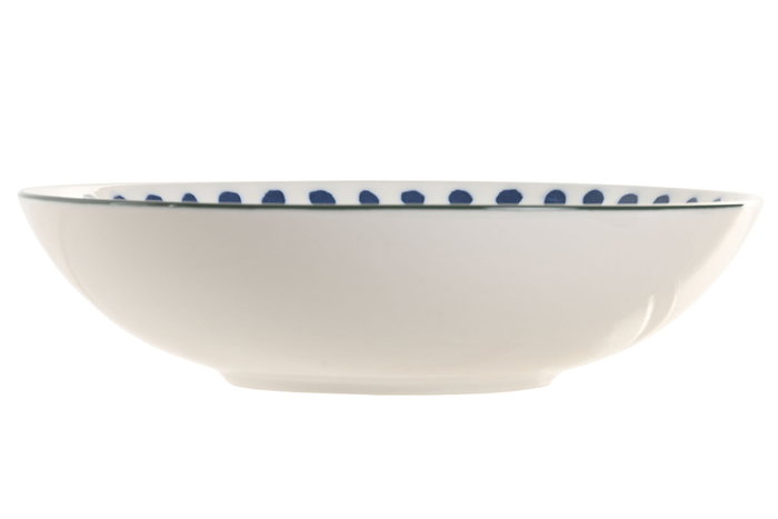 DKD Home Decor Set de 6 Platos Hondos de Porcelana Palmeras Azul y Verde