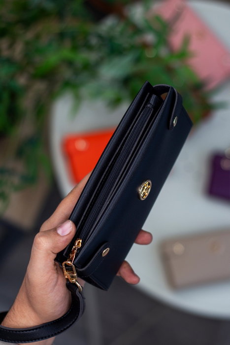 Zoozie Bags Cartera Tiran - Black, Cuero PU, Elegante y Funcional, Negra