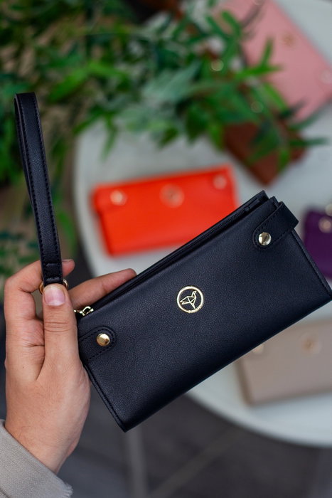 Zoozie Bags Cartera Tiran - Black, Cuero PU, Elegante y Funcional, Negra