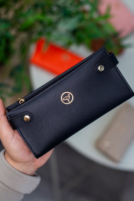 Zoozie Bags Cartera Tiran - Black, Cuero PU, Elegante y Funcional, Negra