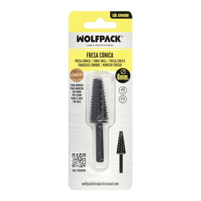 WOLFPACK LINEA PROFESIONAL Fresa Rotativa Cónica para Madera Ø 6 a 15 mm WOLFPACK LINEA PROFESIONAL Fresa Rotativa Cónica para Madera Ø 6 a 15 mm