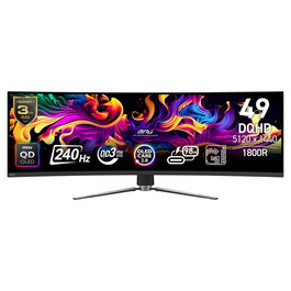 MSI MPG 491CQPXDE Monitor Gaming Curvo QD-OLED de 49" (124.5 cm), DQHD 5120x1440, 240 Hz, 0.03 ms, HDR 400 True Black, USB-C, USB Hub, Negro