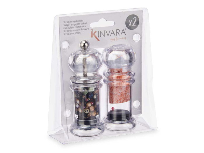 Kinvara Set de Salero y Pimentero, Plástico y Silicona, Dimensiones 13 x 14 x 5.3 cm (Set de 24)
