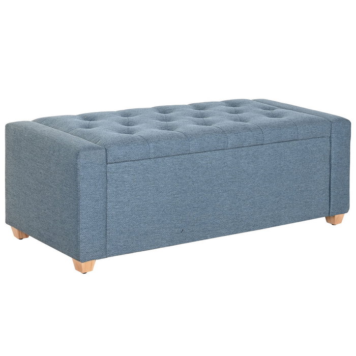 DKD Home Decor Descalzadora de Poliéster Azul con Almacenaje Interior DKD Home Decor Descalzadora de Poliéster Azul con Almacenaje Interior