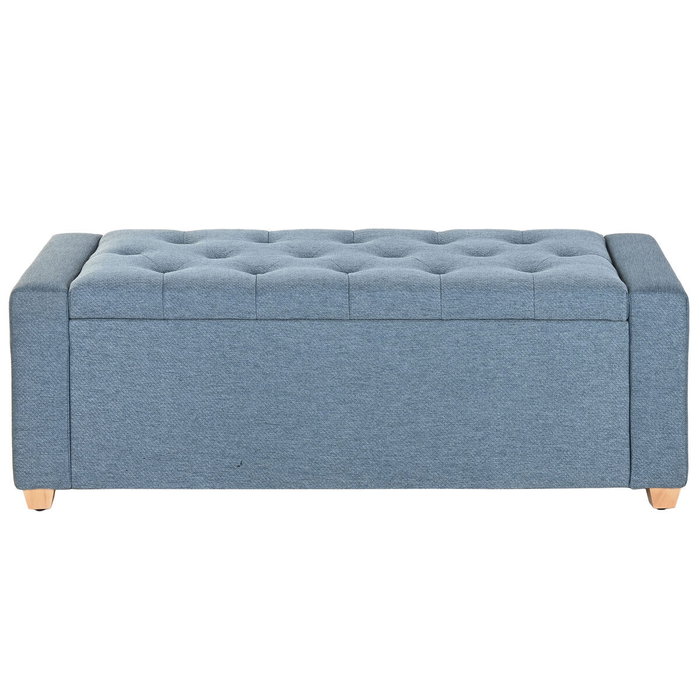 DKD Home Decor Descalzadora de Poliéster Azul con Almacenaje Interior DKD Home Decor Descalzadora de Poliéster Azul con Almacenaje Interior