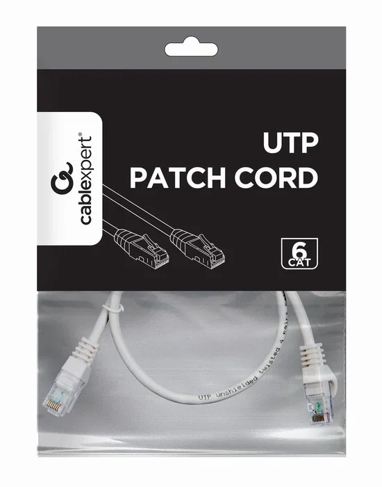 Gembird PP6U-CU-0.5m Cable de Red Patch Cord UTP Cat6A, 0.5 Metros, Cobre, Gris, Sin Blindar