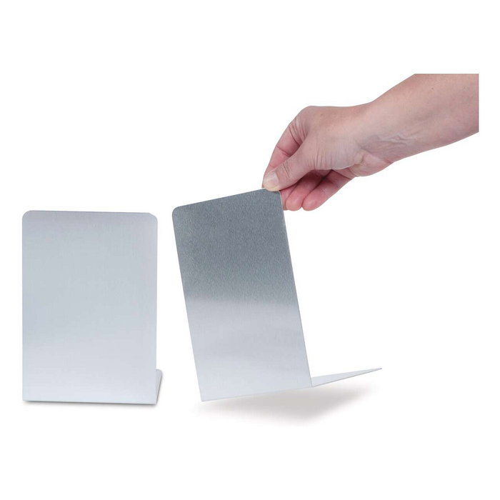 MAUL Sujetalibros Plata 12,0 x 12,0 x 17,5 cm - 2 Piezas