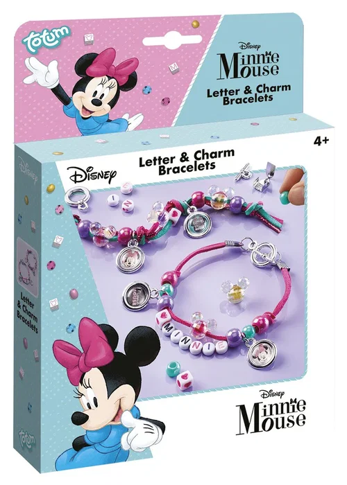 Totum Set de Fabricación de Bisutería Disney Minnie Mouse con Cartas y Charms para Niñas 4 Años, Multicolor