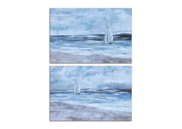 DKD Home Decor Cuadro Mediterraneo Azul Beige Lienzo MDF 2.8 x 80 x 120 cm (2 Unidades)