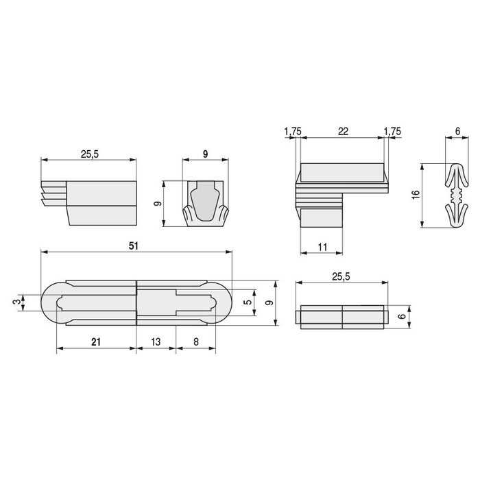 DUVER Conector Ovvo Fijo 9X21 (2 Kits) Tipo Fijo DUVER Conector Ovvo Fijo 9X21 (2 Kits) Tipo Fijo