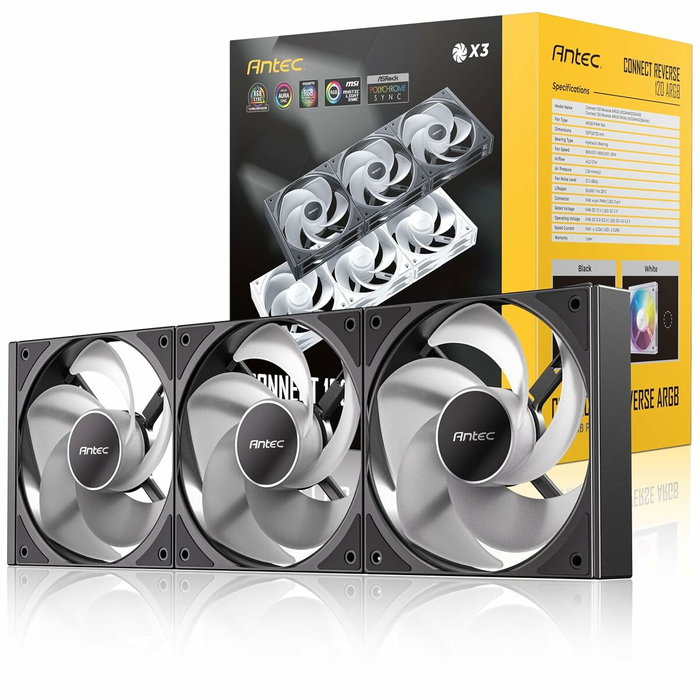 Antec Connect 120 Reverse ARGB Pack de 3 Ventiladores Negro