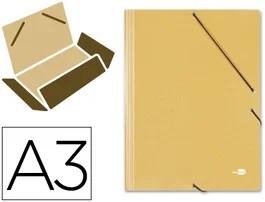 Liderpapel Carpeta de cartón prespán con tres solapas y gomas DIN A3 Amarillo