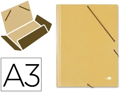 Liderpapel Carpeta de cartón prespán con tres solapas y gomas DIN A3 Amarillo Liderpapel Carpeta de cartón prespán con tres solapas y gomas DIN A3 Amarillo