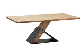 DKD Home Decor Mesa de Comedor Acacia y Metal Natural 200x100x76 cm