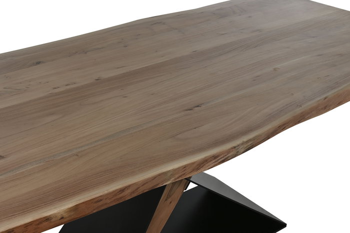 DKD Home Decor Mesa de Comedor Acacia y Metal Natural 200x100x76 cm