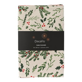 Decoris Camino de mesa algodón navidad muérdago 30 x 150 cm