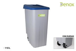 Denox Cubo Basura Reciclaje 110L Abierto Azul (2 Unidades)