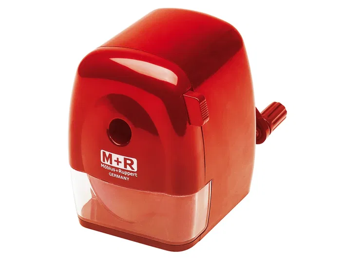 Mor Sacapuntas de Sobremesa Manual con Manivela y Parada Automática, Rojo