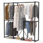 Hanah Home Perchero B161 - Negro 170x180x40 cm con Estanterías, Organizador Ropa y Calzado de Metal para Dormitorio y Recibidor