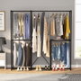 Hanah Home Perchero B161 - Negro 170x180x40 cm con Estanterías, Organizador Ropa y Calzado de Metal para Dormitorio y Recibidor