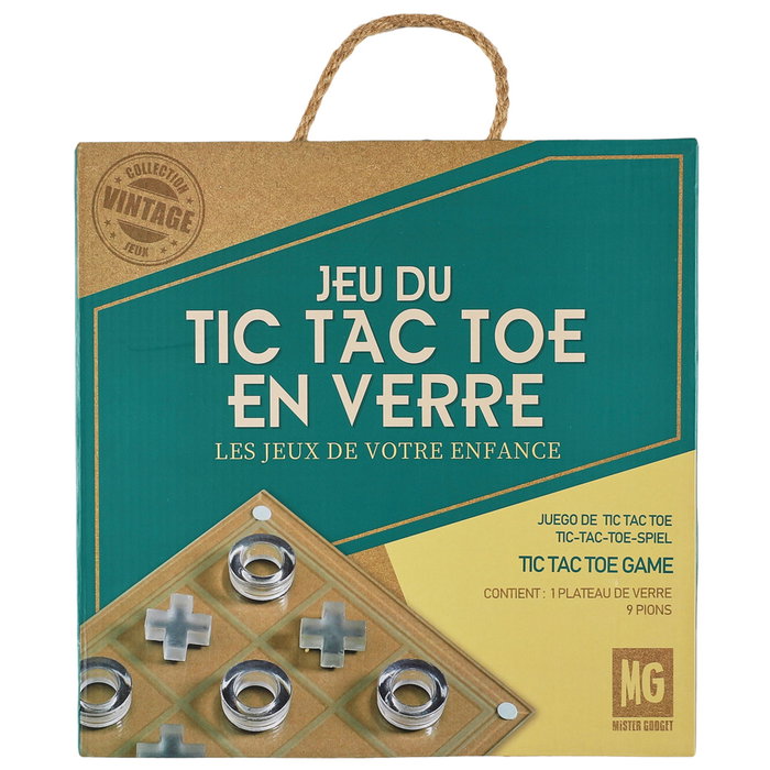 Mister Gadget Juego Tres En Raya Vidrio Decorativo Pieza Clásica de Mesa para Relajación y Diversión