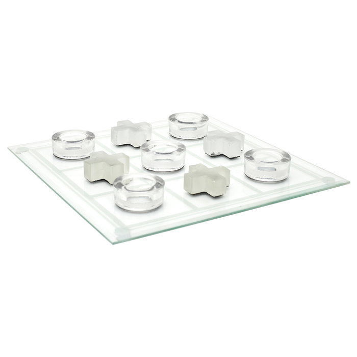 Mister Gadget Juego Tres En Raya Vidrio Decorativo Pieza Clásica de Mesa para Relajación y Diversión