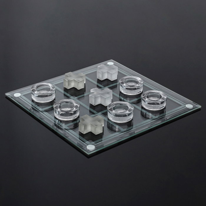 Mister Gadget Juego Tres En Raya Vidrio Decorativo Pieza Clásica de Mesa para Relajación y Diversión