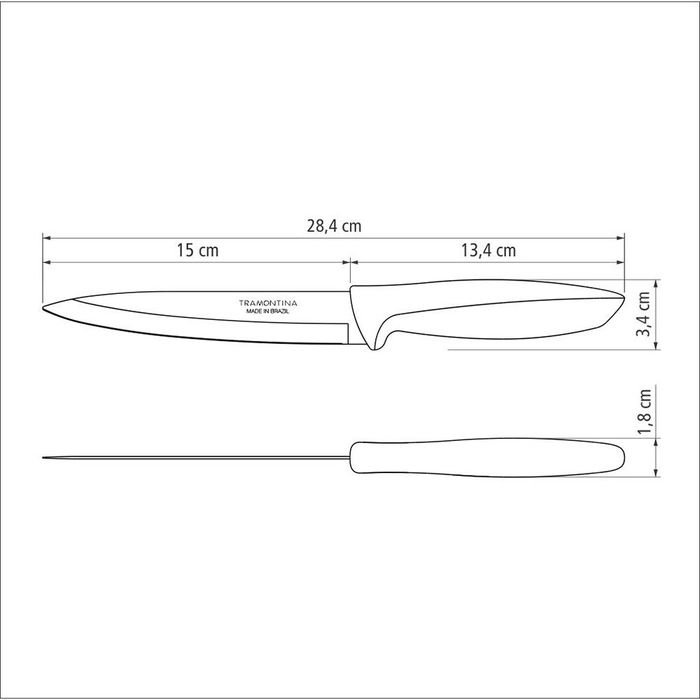 Tramontina Cuchillo Utility Plenus Negro 153 mm Acero Inoxidable Mango Polipropileno