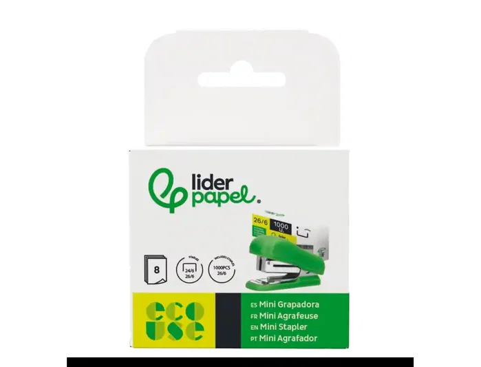 Liderpapel Grapadora Ecouse Mini con 1000 Grapas 26/6 Liderpapel Grapadora Ecouse Mini con 1000 Grapas 26/6