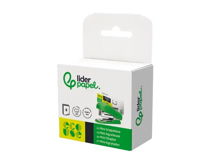 Liderpapel Grapadora Ecouse Mini con 1000 Grapas 26/6 Liderpapel Grapadora Ecouse Mini con 1000 Grapas 26/6