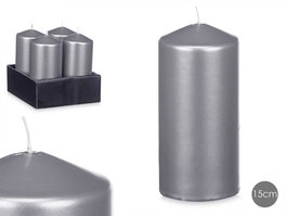 Acorde Vela Taco Plata 15.5 cm (Alto) x 7 cm (Ancho) x 7 cm (Largo) Cera (Set de 12)