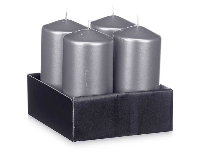 Acorde Vela Taco Plata 15.5 cm (Alto) x 7 cm (Ancho) x 7 cm (Largo) Cera (Set de 12)