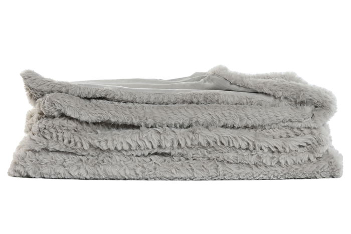 DKD Home Decor Rabit fur april 24 b Manta Urban Gris Claro 240 x 1 x 220 cm