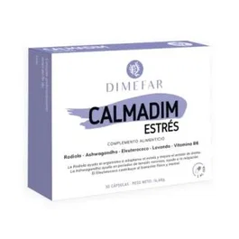 Dimefar Calmadim Estres 30 Cápsulas con Rodiola, Ashwagandha, Eleuterococo y Vitamina B6 para el Estrés y Sistema Nervioso