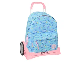 Safta Mochila + Carro Evolution 774 Stitch Waves, Mochila de Viaje con Ruedas, Dimensiones 420 x 330 x 150 mm