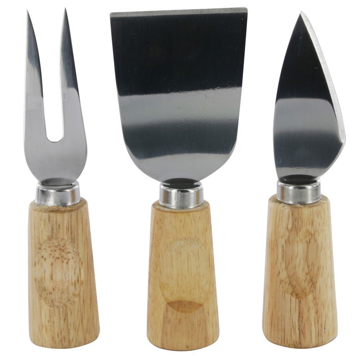 Cook Concept Tabla Quesos con 3 Cuchillos y Soporte Madera
