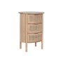 DKD Home Decor Mesita de Noche Moderna Artesanal 3 Cajones Ratan y Rubberwood Natural Dorado