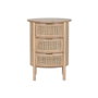 DKD Home Decor Mesita de Noche Moderna Artesanal 3 Cajones Ratan y Rubberwood Natural Dorado