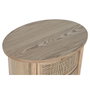 DKD Home Decor Mesita de Noche Moderna Artesanal 3 Cajones Ratan y Rubberwood Natural Dorado