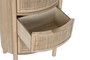 DKD Home Decor Mesita de Noche Moderna Artesanal 3 Cajones Ratan y Rubberwood Natural Dorado 48 An. x 35 Pr. x 66 Al. cm