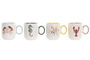 DKD Home Decor Mug Mediterraneo Blanco Multicolor Porcelana New Bone Apto Microondas Lavavajillas Capacidad 340ml 12 Unidades 8 x 9.6 x 12 cm