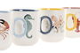 DKD Home Decor Mug Mediterraneo Blanco Multicolor Porcelana New Bone Apto Microondas Lavavajillas Capacidad 340ml 12 Unidades 8 x 9.6 x 12 cm