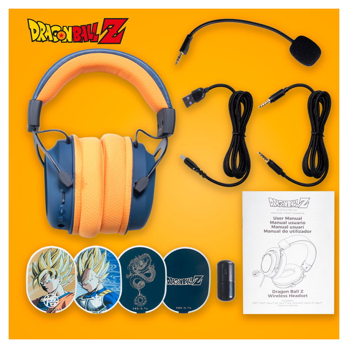 Fr Tec Auriculares Gaming Dragon Ball Trímode con Micrófono Integrado - Bluetooth, USB 2.4GHz y Jack 3.5 - Diadema