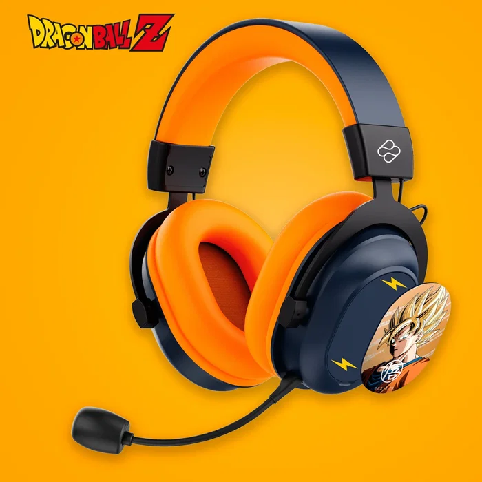 Blade DB2001 Auriculares Gaming Diadema Trimodo Dragon Ball - Bluetooth 2.4GHz USB-C y Jack 3.5mm con Micrófono - Negro, Gris, Naranja - Compatible con PS5, PS4, PC, Switch