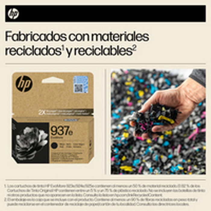 HP 937e EvoMore Cartucho de Tinta Negro XL Original Alto Rendimiento alta capacidad para OfficeJet Pro 9110, 9120, 9130, 9720, 9730 series de impresoras, 4S6W9NE