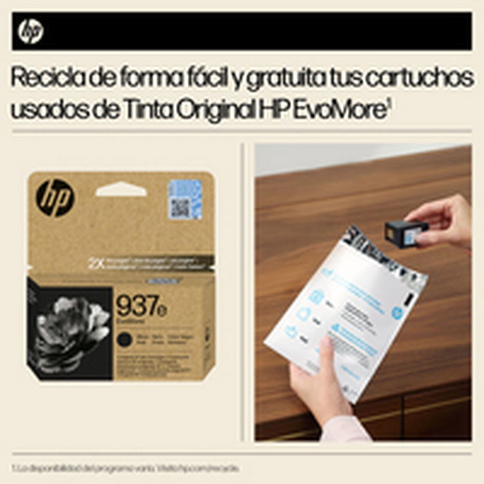 HP 937e EvoMore Cartucho de Tinta Negro XL Original Alto Rendimiento alta capacidad para OfficeJet Pro 9110, 9120, 9130, 9720, 9730 series de impresoras, 4S6W9NE