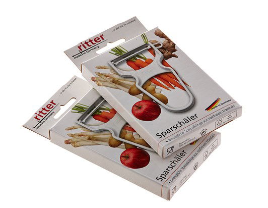Ritter Pelador de Frutas y Verduras con Cuchillas de Acero Inoxidable Móviles, Ambidextro, Ideal para Uso Diario