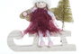 DKD Home Decor Figura Navidad Fantasia Hada Trineo Blanco Burdeos Dorado 5 x 14 x 14 cm (12 Unidades)