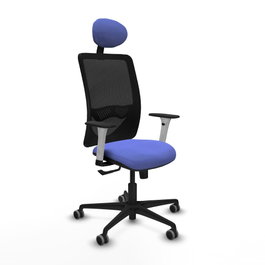 PIQUERAS Y CRESPO Silla de oficina Zulema con mecanismo Sincro, Azul claro y Negro