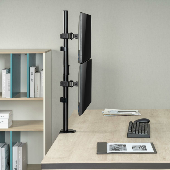 AISENS Soporte de Mesa Eco para 2 Monitores/TV de 17-32 pulgadas, Negro